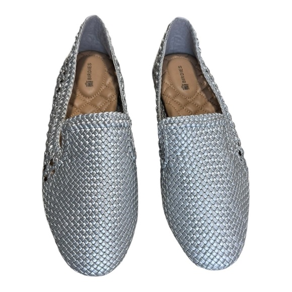 Birdies Slip-On Silver Basket Weave Starling Loafers Size 9 NWOT - Picture 2 of 8